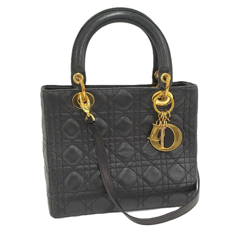 Christian Dior Lady Handbag leather black